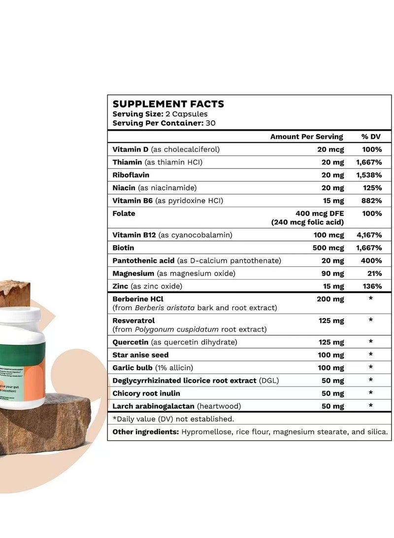 Emma Promotes Regularity Bloating & Gas Relief Supports Flatter Tummy Give Your Gut a Vacation Dietary Supplement , Gut Health Supplement 60 Capsules - Image 4