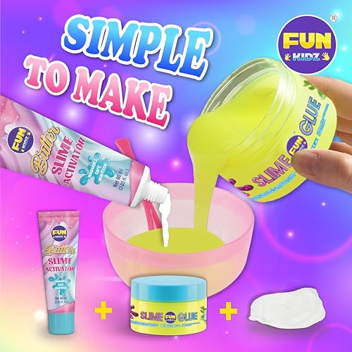 FUN KIDZ مجموعة 11 من صمغ الزبدة للأطفال من 8 إلى 12 سنة مجموعة صنع صمغ الآيس كريم FunKidz تشمل 19 قطعة من المستلزمات لصنع صمغ الزبدة هدايا لحفلات الأنشطة - Image 5