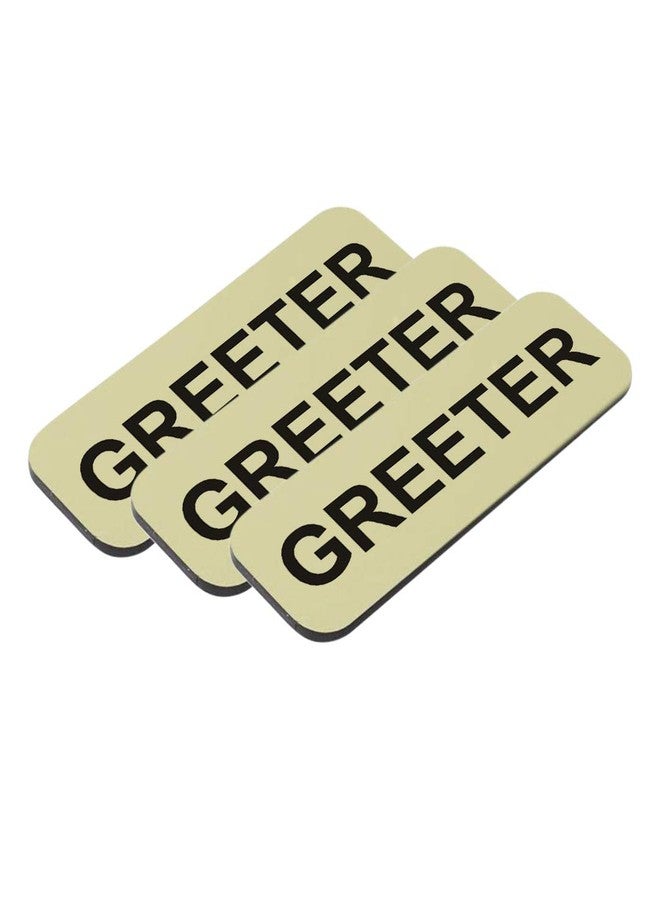 All Quality Badges Greeter 1 x 3 Name Tag, Brushed Gold (3 Pack) - Image 1