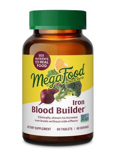 Mega Food Blood Builder Iron Clinically Shown to Increase iron Levels without side effects Dietary Supplement 60 servings / 60 tablets