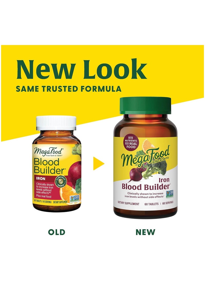 MegaFood - Mega Food Blood Builder Iron Clinically Shown to Increase iron Levels without side effects Dietary Supplement 60 servings / 60 tablets - Image 1
