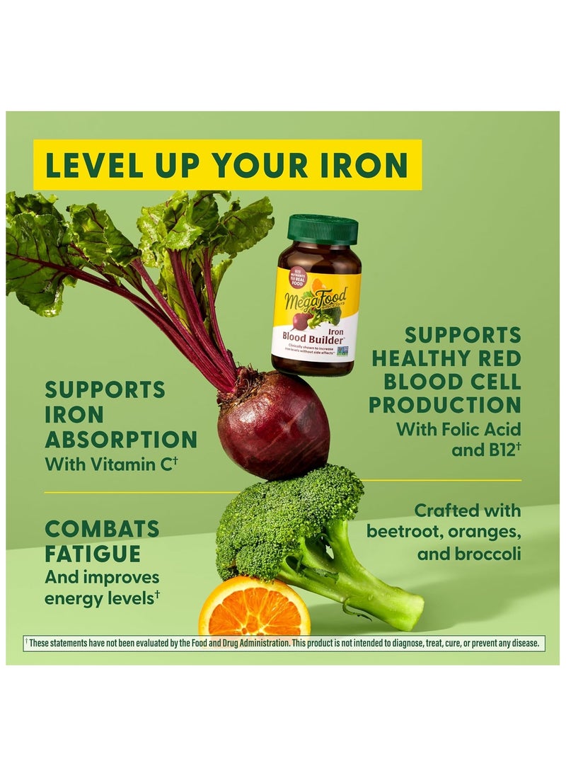 MegaFood - Mega Food Blood Builder Iron Clinically Shown to Increase iron Levels without side effects Dietary Supplement 60 servings / 60 tablets - Image 1