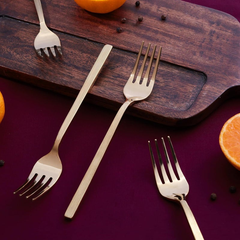 GROX GROX Stainless Steel Premium Sleek Appetiser Fork Gold Set of 6 15 cm - Image 5