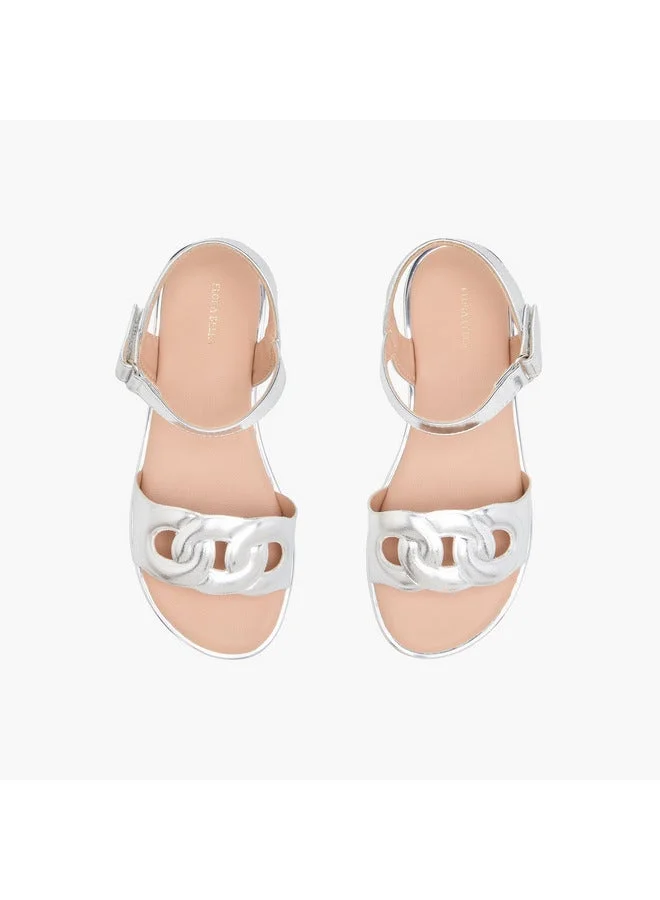 Flora Bella By Shoexpress Girls Cutout Detail Sandals with Hook and Loop Closure