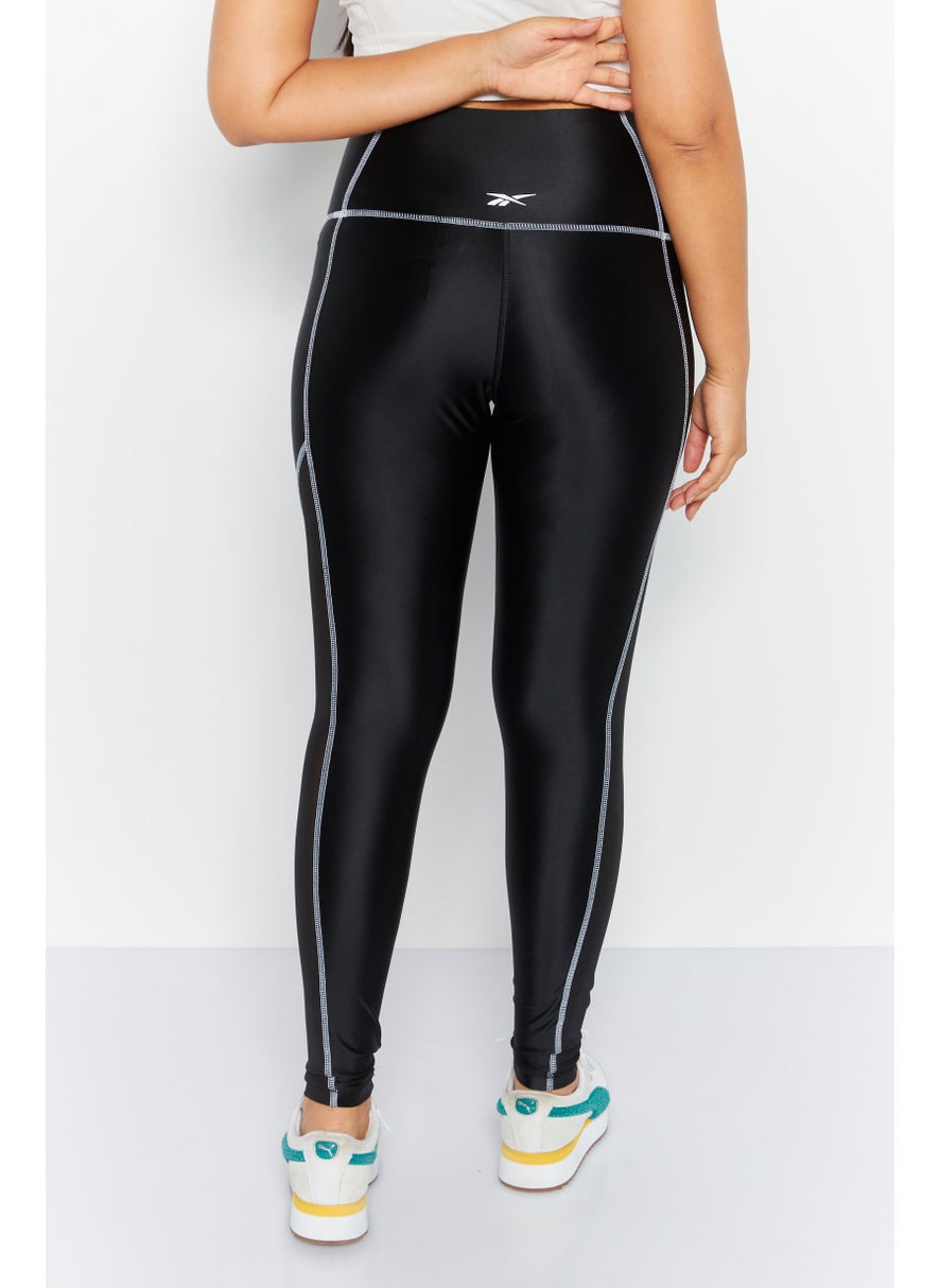 Reebok Women Tight Fit Pull-on Training Leggings, Black  - Image 3