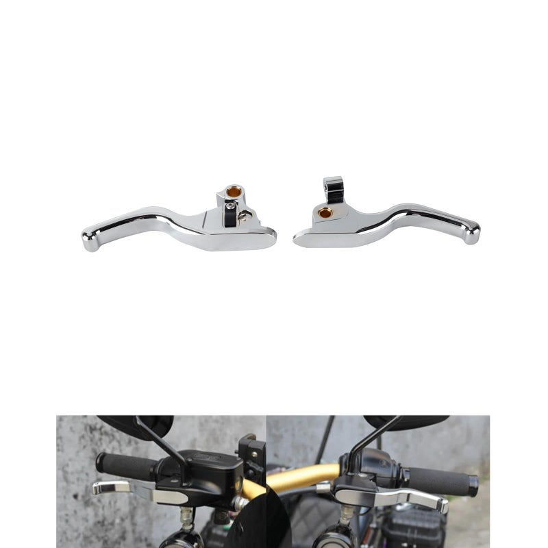 FVMOTO 3 Finger 59 CNC Shorty Hand Control Lever Kit Brake Clutch Levers Fit for Harley Touring Electra Glide Highway King Ultra Limited 20082013 20212024Chrome - Image 2
