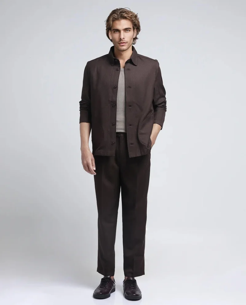 رير رابِت Men's Relaxed Fit Plain Jacket