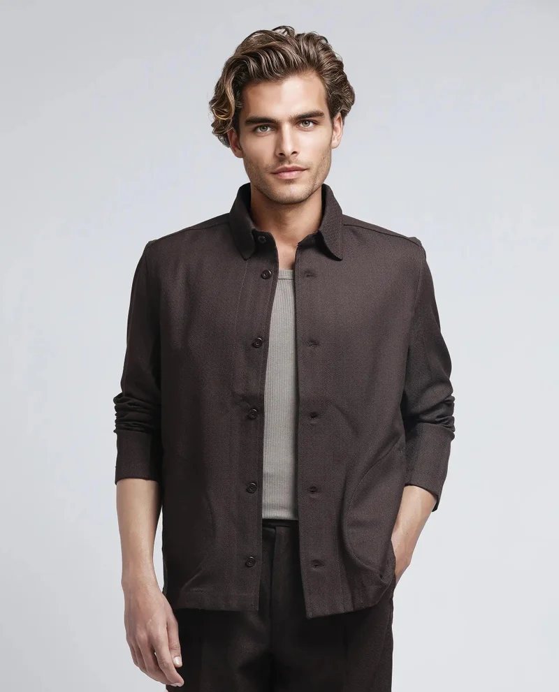 رير رابِت Men's Relaxed Fit Plain Jacket