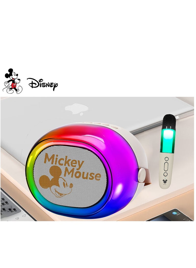 Disney - Mickey Mouse Portable Mini Karaoke all-in-one Machine Bluetooth Speaker with KTV level sound effect system with 2 Wireless Microphones RGB LED Lights Birthday Gifts Karaoke Microphone for Party - Image 1