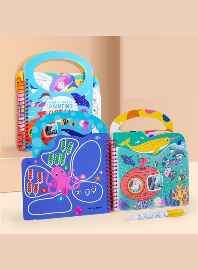 Water Drawing Kids Magic Color Books, with Pen Learning Playing Toys Presents Reusable Drawing Book, Kids Gift Kindergarden for Home and Kindergarden, Blue - Image 2