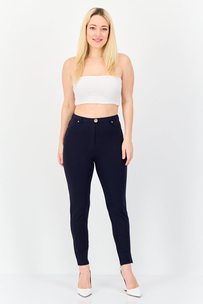 ONLY Women Solid Skinny Pants, Navy  - Image 3