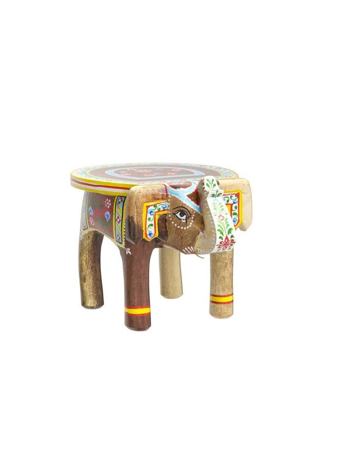 JH Gallery Handcrafted and Hand-Painted Wooden Elephant Shape Stool/Side Table for Home/Office/Living or Bedroom Decor (Natural) - Image 4