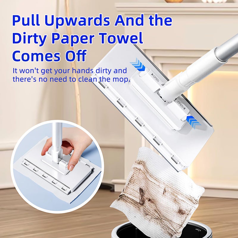 KZKR Snap Grip Mini Mop, No-Touch Disposable Lazy Mop, Easy Mopping Flat Dust Mop for Small Spaces, 1 Second Installation - Image 2