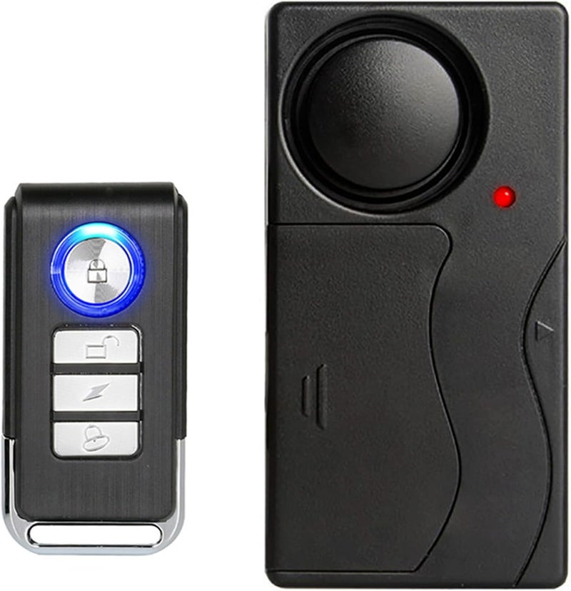 Meichoon Bike Alarm Wireless Vibration Motion Sensor with Remote Control Anti-Theft Burglar for Bicycle E-Bike Motorcycle Scooter Cart Trailer Equipment Fence 110db Super Loud - Image 1