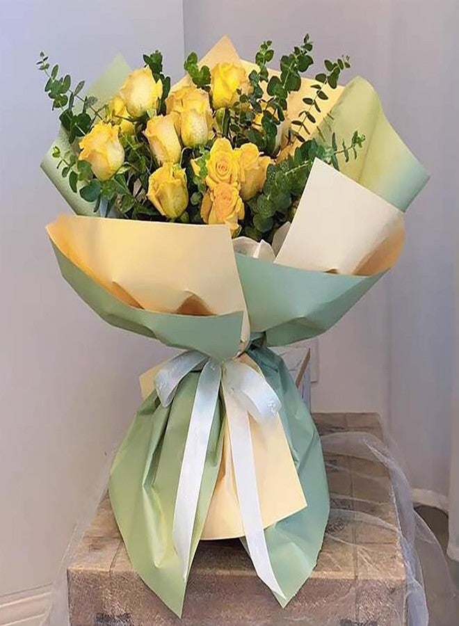 ZOOYOO Flower Wrapping Paper, Double-sided Florist Bouquet Wrapping Paper Floral Packaging for Wedding Birthday Engagement Graduation Presents DIY(Champagne and Green,20 Sheets - Image 5
