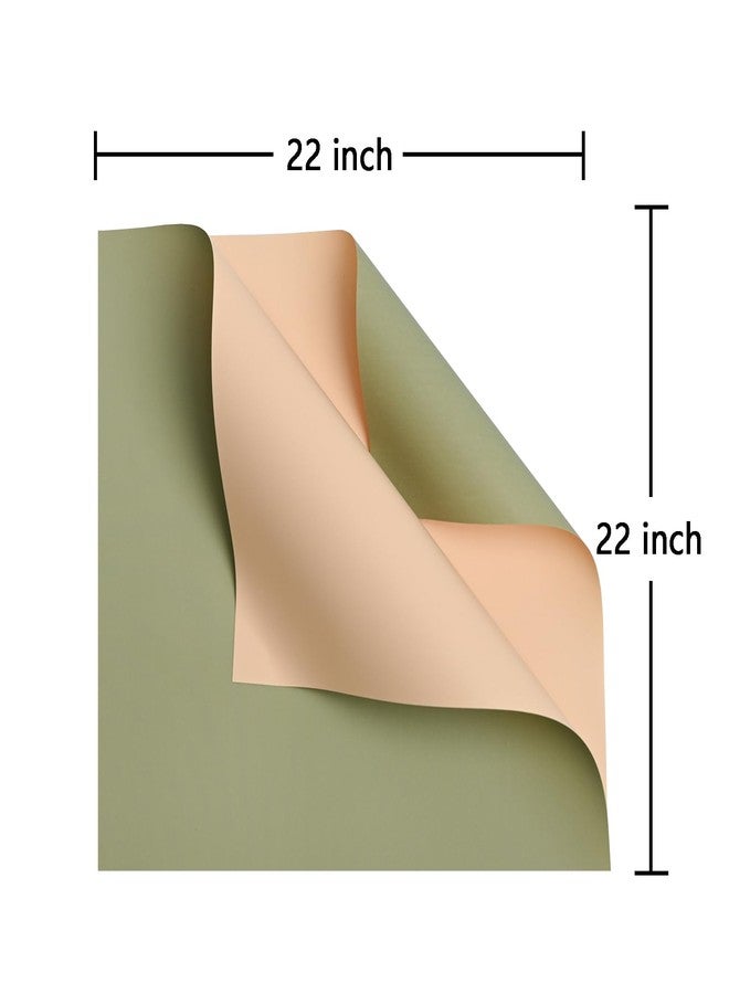 ZOOYOO Flower Wrapping Paper, Double-sided Florist Bouquet Wrapping Paper Floral Packaging for Wedding Birthday Engagement Graduation Presents DIY(Champagne and Green,20 Sheets - Image 2
