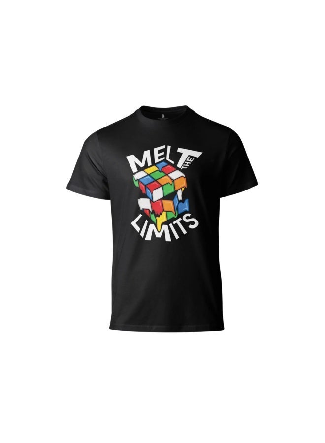 Cubuzzle Melt Limits Graphic Printed Cotton T-Shirt Casual Short Sleeve Black S - Image 1