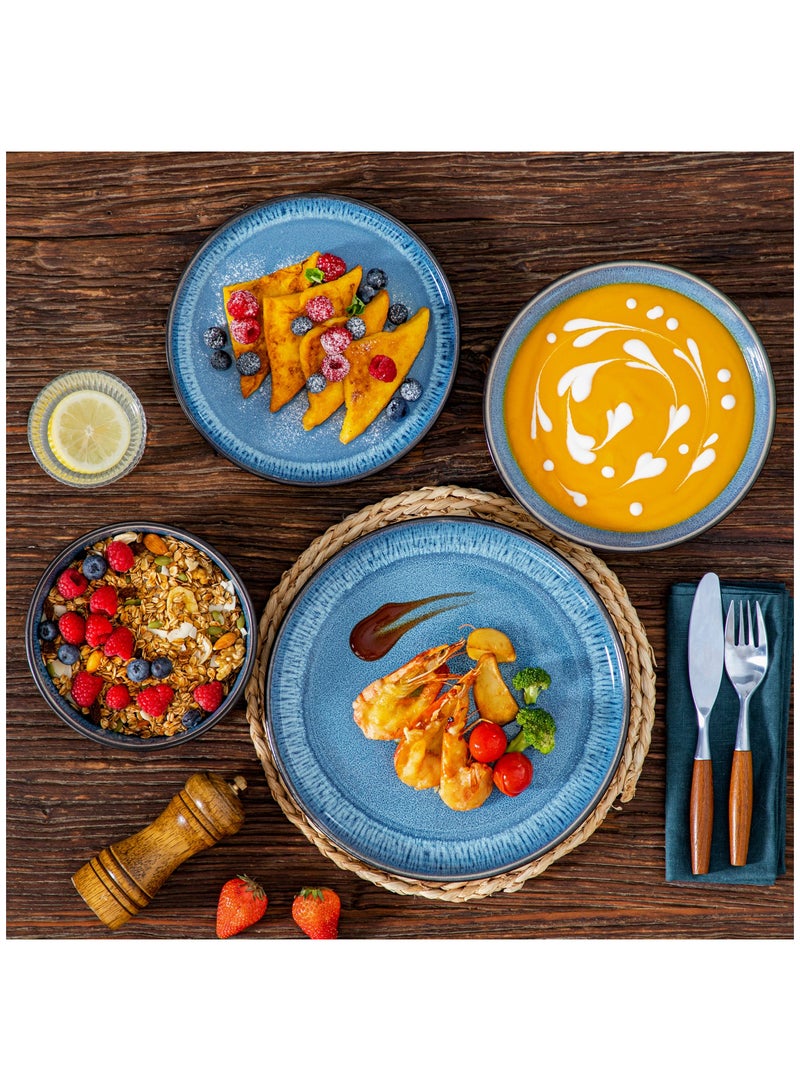 vancasso 24-piece Dinner Set, Stoneware Set for 6 Persons, includes Dinner Plates, Dessert Plates, Soup Plates, Bowls, Blue - Image 5