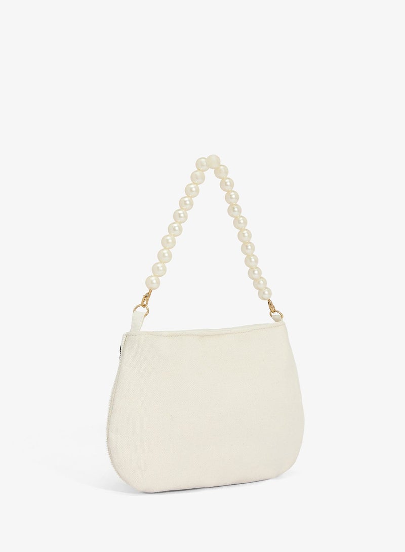 Khizana Embroidered Beaded Pearl Handle Clutch - Image 3