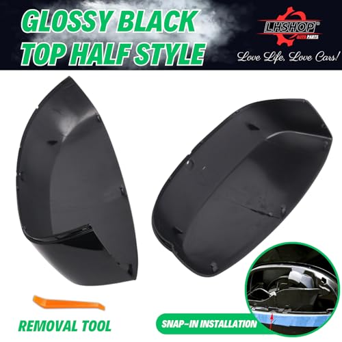 Qlhshop Pair Side Mirror Cover Upper Half Cap for 2007-2014 Chevy Tahoe Avalanche Silverado Suburban GMC Sierra Yukon Xl 1500 2500 3500 HD Cadillac Escalade Accessories Rear Exterior Parts, Smooth Black - Image 3