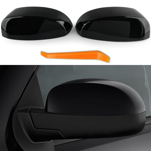 Qlhshop Pair Side Mirror Cover Upper Half Cap for 2007-2014 Chevy Tahoe Avalanche Silverado Suburban GMC Sierra Yukon Xl 1500 2500 3500 HD Cadillac Escalade Accessories Rear Exterior Parts, Smooth Black - Image 1