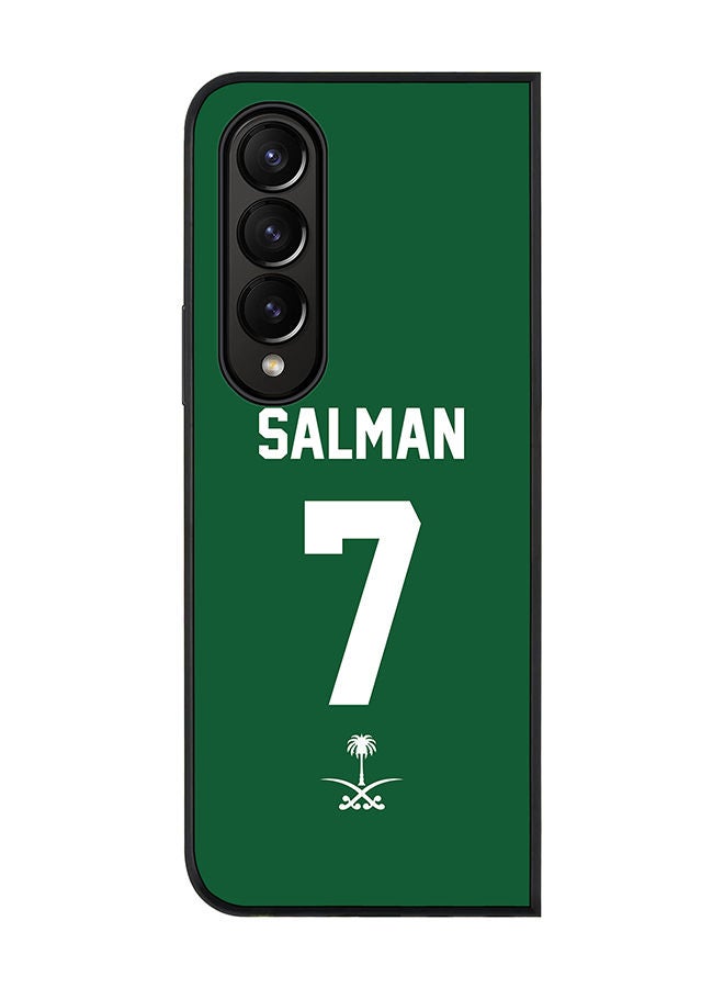 Stylizedd Rugged Black edge case for Samsung Galaxy Z Fold4 Slim fit Soft Case Flexible Rubber Edges Anti Drop TPU Gel Thin Cover - Football Team - Saudi Arabia Player Name - Salman - Image 1