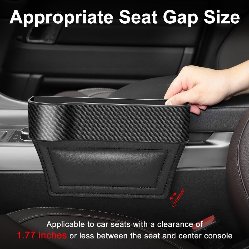 Jiaji Car Seat Gap Filler Organizer, 2 Pack Multifunctional Auto Console Side Storage Box with Cup Holders 2 Seat Hooks for Drink, Car Organizer Front Seat for Holding Phone, Sunglasses - Image 3