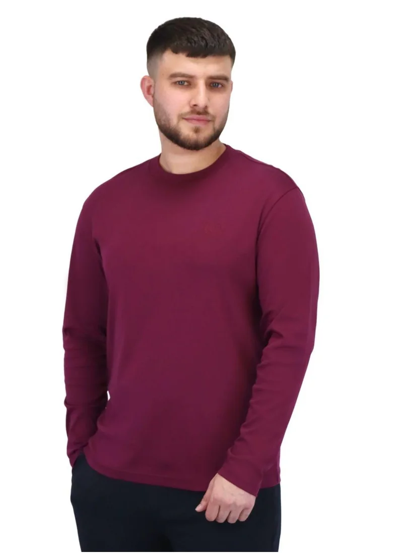 GIORDANO Men’s Interlock Crew Neck Long Sleeve Slim Fit Embroidery Liquid Touch Smart Collar Tees