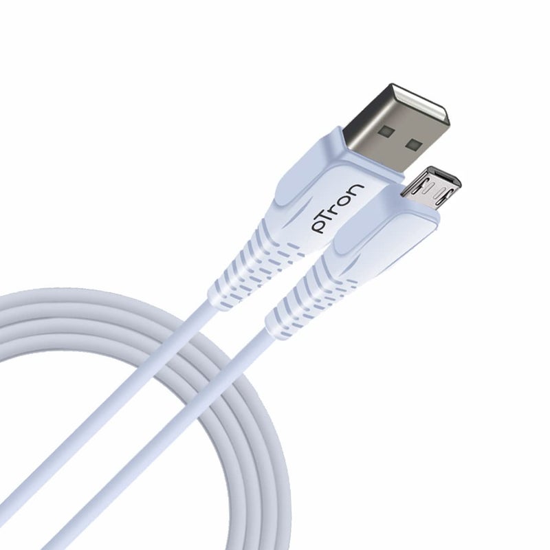 pTron USB-A to Micro USB 2.4A Fast Charging Cable compatible with Android Phones/Tablets, 480mbps Data Transfer Speed, Made in India, Solero M241 Tangle-free USB Cable (Round, 1M, White) - Image 5