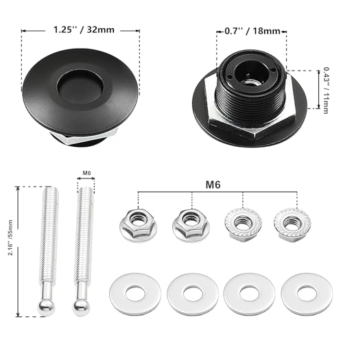 RVCAZON STETION Quick Release Latch License Plate Lock Clip 1.25" Diameter Aluminum Alloy Car Hood Pins Lock Clip Kit for Bumper Hood License Plate (2 Pack - Black) - Image 3