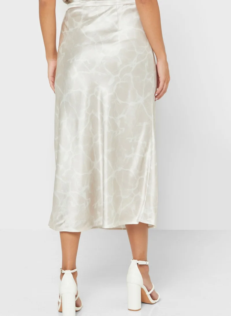 CALVIN KLEIN Printed High Waist Midi Skirt