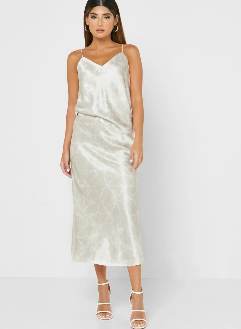 CALVIN KLEIN Printed High Waist Midi Skirt