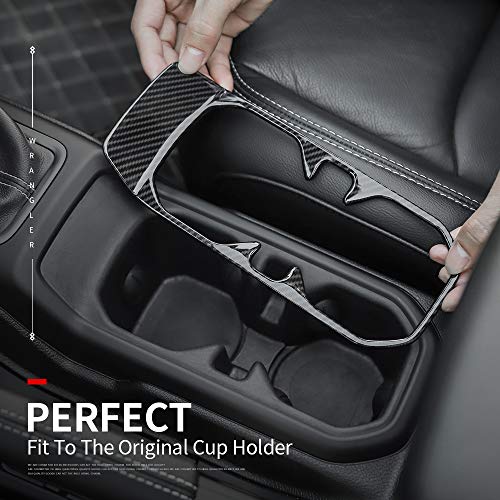 CheroCar Cup Holder Cover Frame Trim for Jeep wangler JL JLU 2018-2020, for Jeep Gladiator JT 2020 (Carbon Fiber) - Image 3