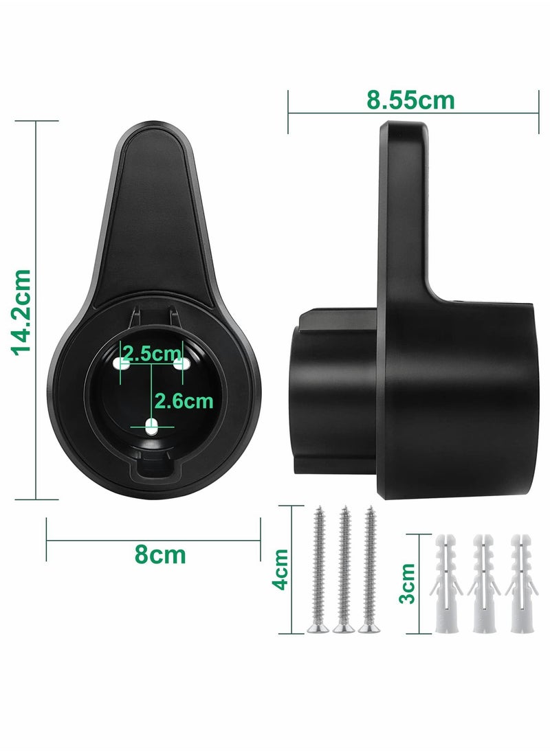Excefore - EV Charger Holder, ABS Waterproof Wall-Mount Electric Vehicle Charging Nozzle Plug Holster & Cable Hook with Screws for All SAE J1772 Electric Cars Connector - Image 1