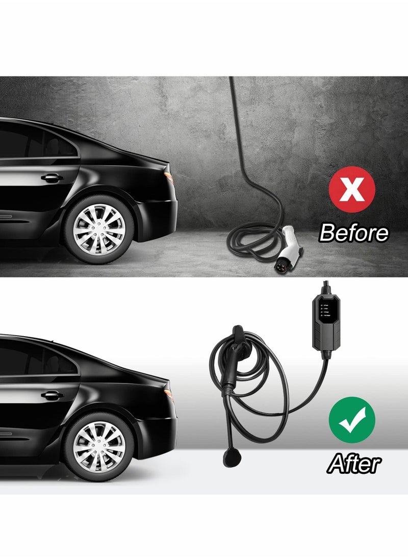 Excefore - EV Charger Holder, ABS Waterproof Wall-Mount Electric Vehicle Charging Nozzle Plug Holster & Cable Hook with Screws for All SAE J1772 Electric Cars Connector - Image 1
