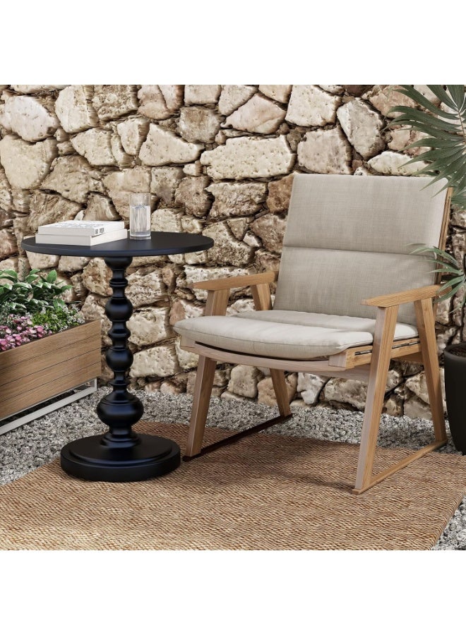 بيت إيزي طاولة جانبية معدنية مستديرة | طاولة قهوة، طاولة جانبية سوداء غير لامعة عتيقة للسرير أو الأريكة، طاولة صغيرة بقاعدة جانبية لغرفة المعيشة، غرفة النوم، الفناء والبار (أسود غير لامع 52 سم × 40 سم) - Image 1