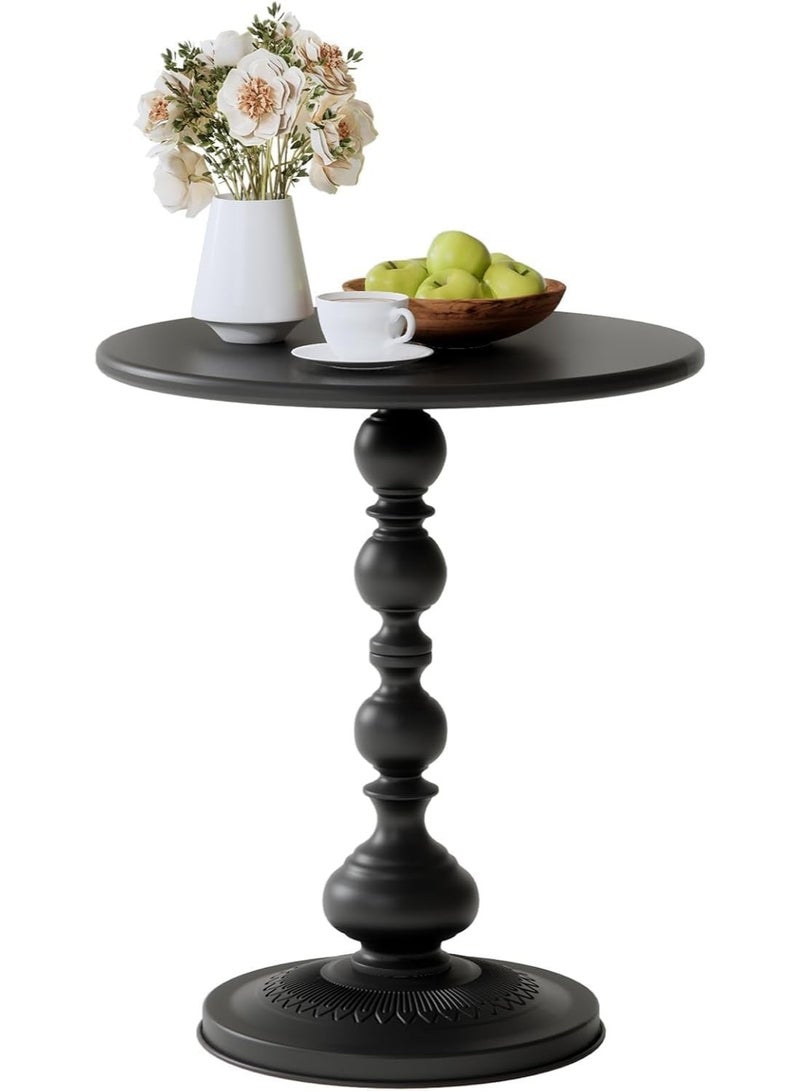 بيت إيزي طاولة جانبية معدنية مستديرة | طاولة قهوة، طاولة جانبية سوداء غير لامعة عتيقة للسرير أو الأريكة، طاولة صغيرة بقاعدة جانبية لغرفة المعيشة، غرفة النوم، الفناء والبار (أسود غير لامع 52 سم × 40 سم) - Image 3