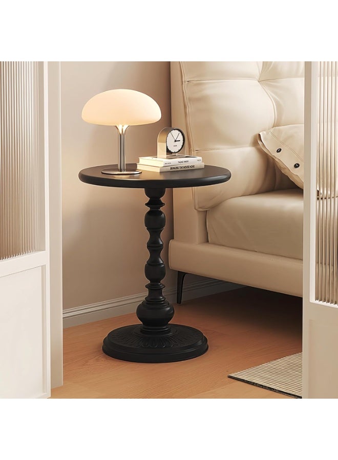 بيت إيزي طاولة جانبية معدنية مستديرة | طاولة قهوة، طاولة جانبية سوداء غير لامعة عتيقة للسرير أو الأريكة، طاولة صغيرة بقاعدة جانبية لغرفة المعيشة، غرفة النوم، الفناء والبار (أسود غير لامع 52 سم × 40 سم) - Image 4