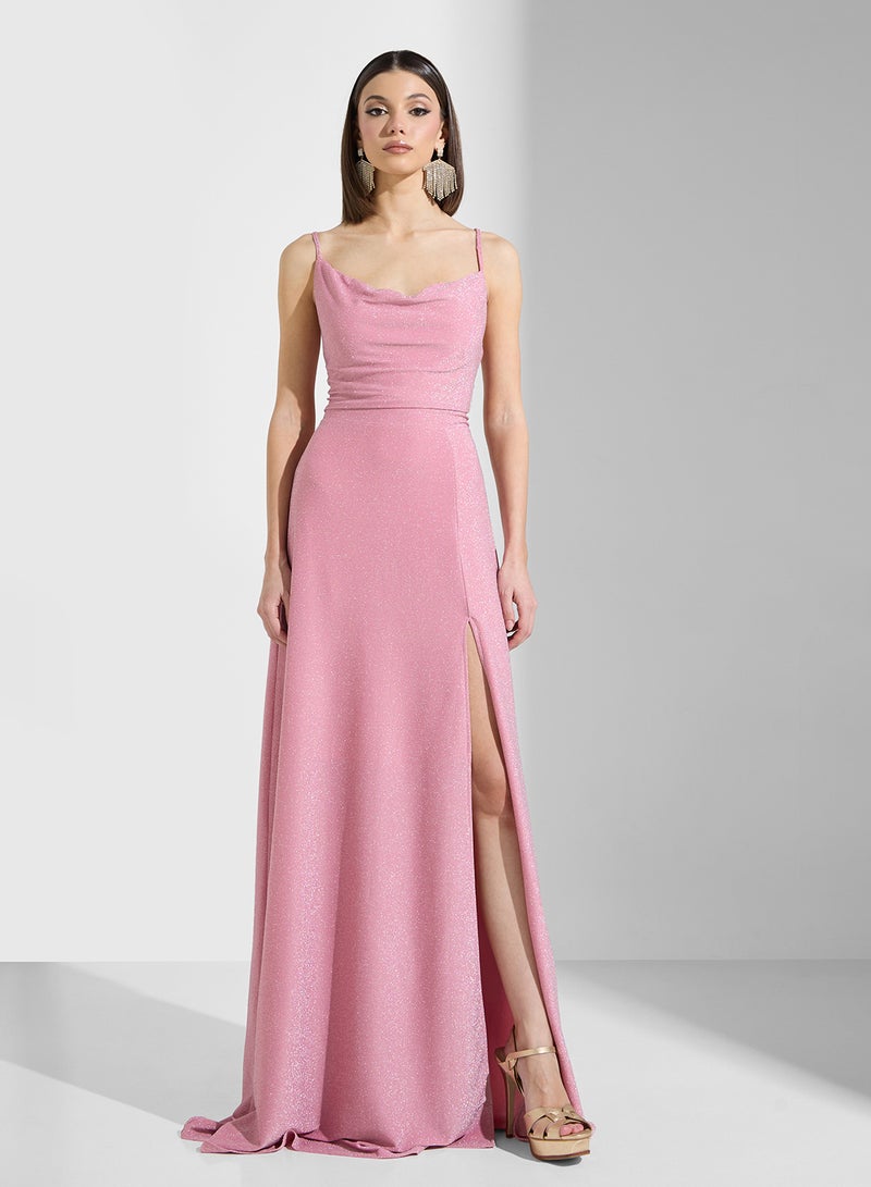 Ella Limited Edition Shimmer Dress Wih Back Tie Up Detail - Image 1