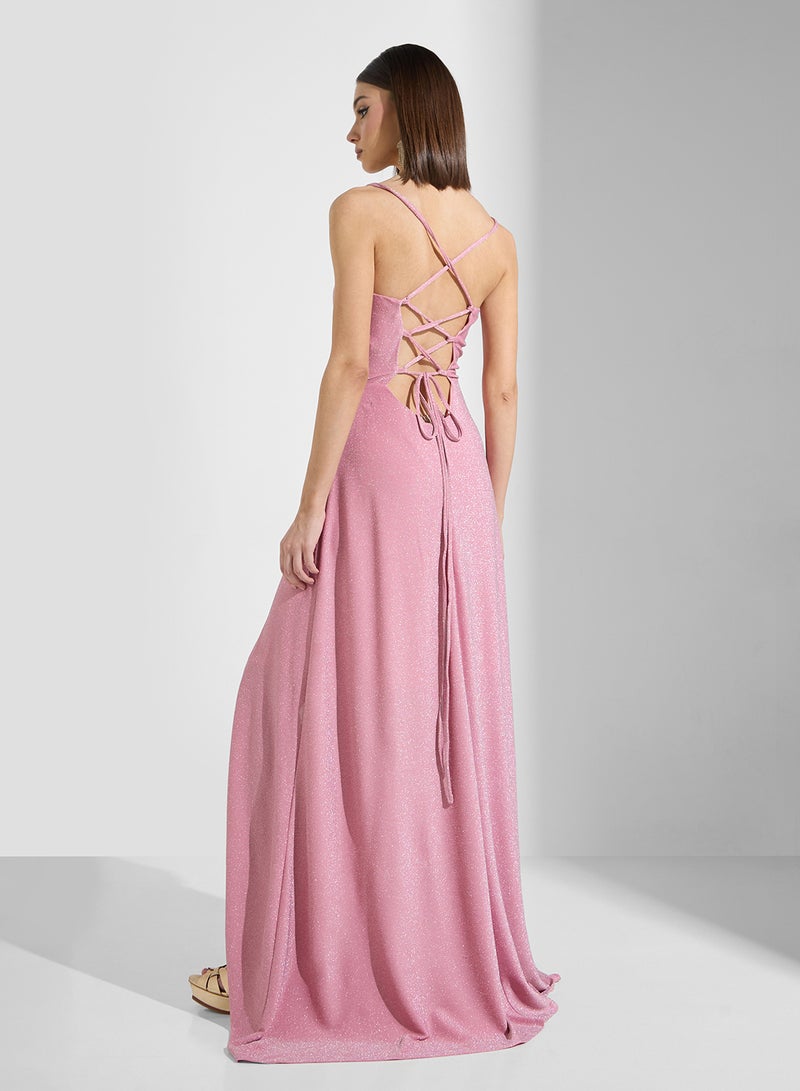 Ella Limited Edition Shimmer Dress Wih Back Tie Up Detail - Image 2
