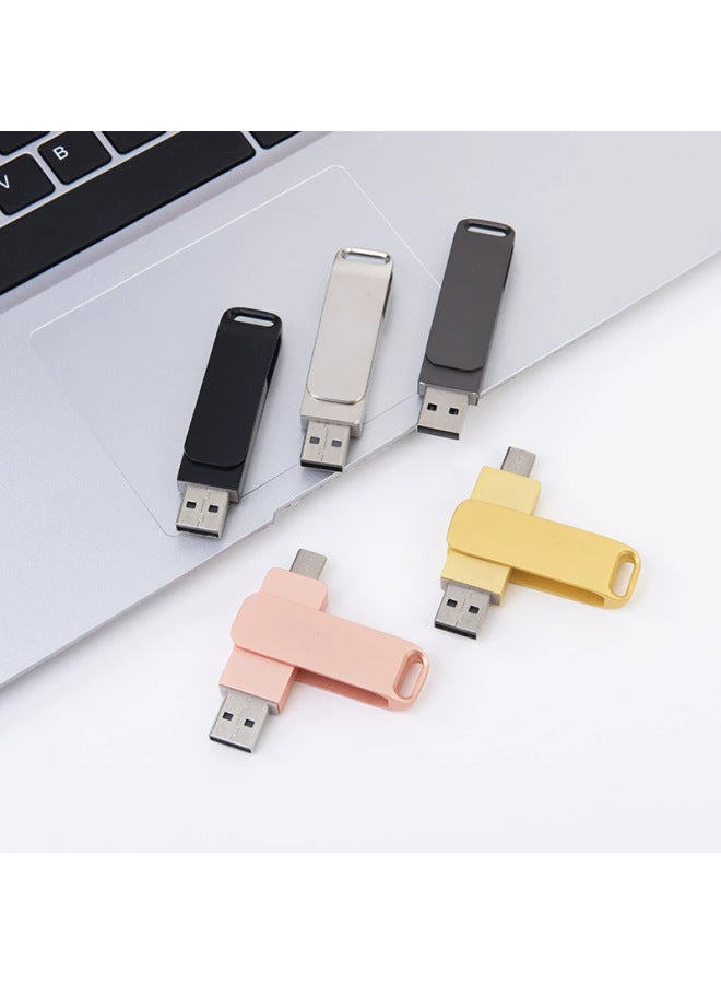 Mobile Phone USB Metal Rotating U Disk High Speed 128g Large Capacity U Disk 3.1Type-c Computer Dual-purpose U Disk-Color:USB3.1&Type-C-Capacity:64GB - Image 5