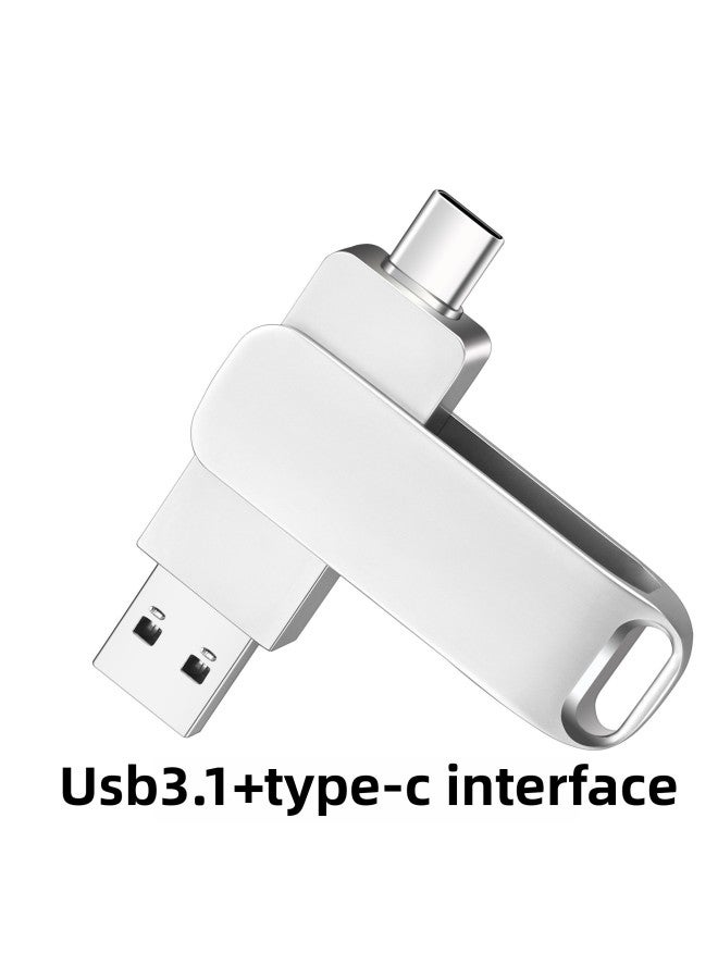Mobile Phone USB Metal Rotating U Disk High Speed 128g Large Capacity U Disk 3.1Type-c Computer Dual-purpose U Disk-Color:USB3.1&Type-C-Capacity:64GB - Image 1