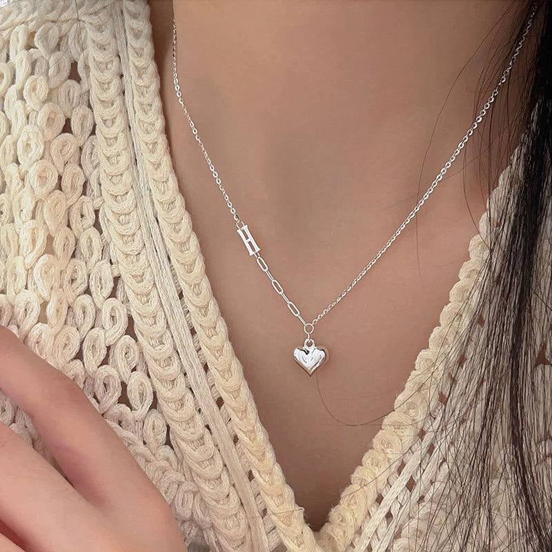 Silver Stainless Steel Heart Pendant Necklace - Image 1