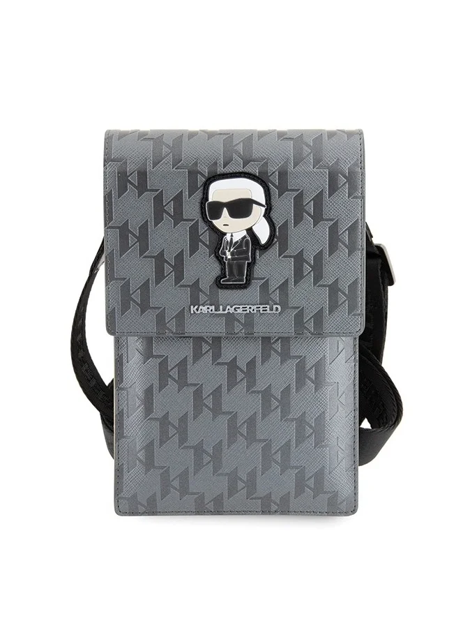 Karl Lagerfeld Karl Lagerfeld Saffiano Mono Ikonik Wallet / Luxurious Design / Leather Material / Document / Money or Key - Silver