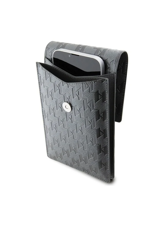 Karl Lagerfeld Karl Lagerfeld Saffiano Mono Ikonik Wallet / Luxurious Design / Leather Material / Document / Money or Key - Silver