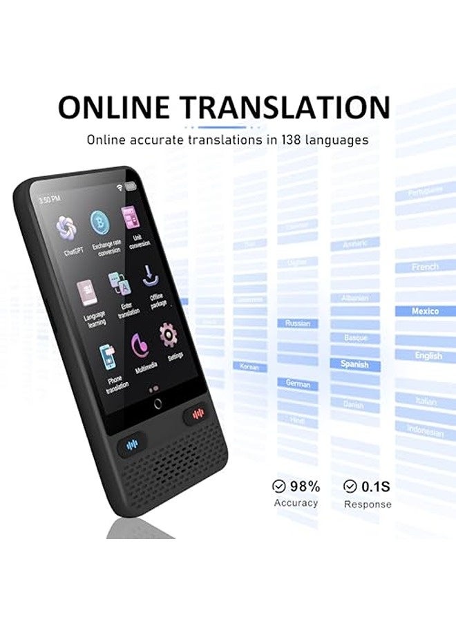 سكاي تاتش جهاز ترجمة فورية – يدعم 138 لغة، ترجمة صوتية، ترجمة بدون إنترنت، ترجمة عبر الصور، مدعوم بتقنية الذكاء الاصطناعي (ChatGPT)، مترجم محمول مثالي للسفر، الأعمال، والتعلم. - Image 3