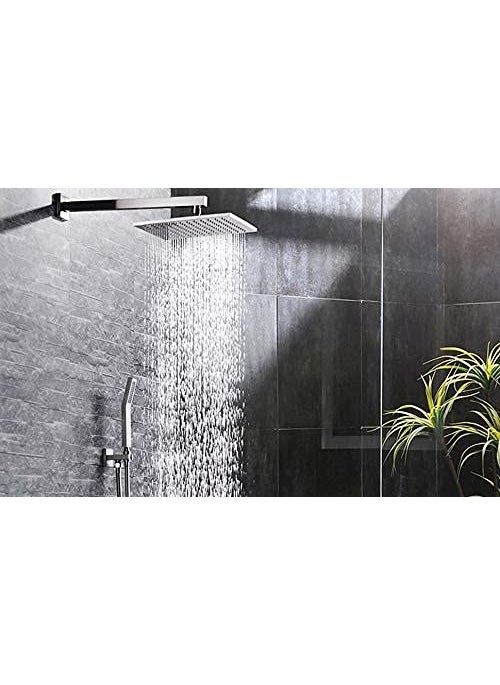 Aquieen Aquieen Stainless Steel Overhead Shower with Rubbit Cleaning System 16x16 Inches Square Design WallMounted Luxury Shower System Chrome Finish Contemporary Bathroom Fixture  - Image 4