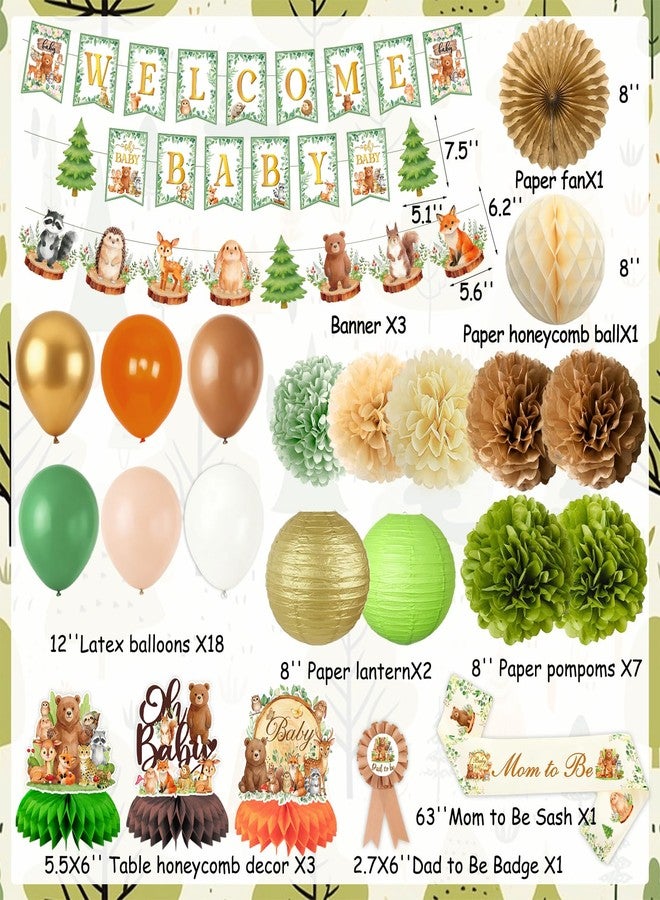 Bolake Woodland Baby Shower Decorations 36 Pcs Baby Shower Decorations with Welcome Baby Banners Mom to Be Sash Dad to Be Pin for Neutral Gender Reveal Party Decorations Supplies - Image 2