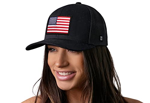 HAKA American Flag Black Trucker Hat – USA Flag Mesh Snapback Cap for Men, Women & Golf, Patriotic Baseball Dad Hat - Image 4