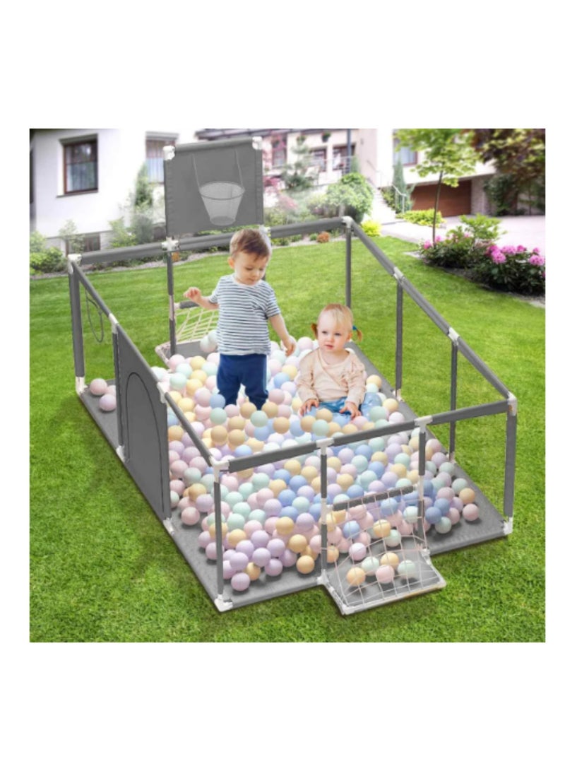 MAAS Large and Portable Safe Playground for Children and Babies Suitable for Indoor and Outdoor Use Fun Activities with Foldable Basketball Hoop 180X120X60 CM  - Image 3